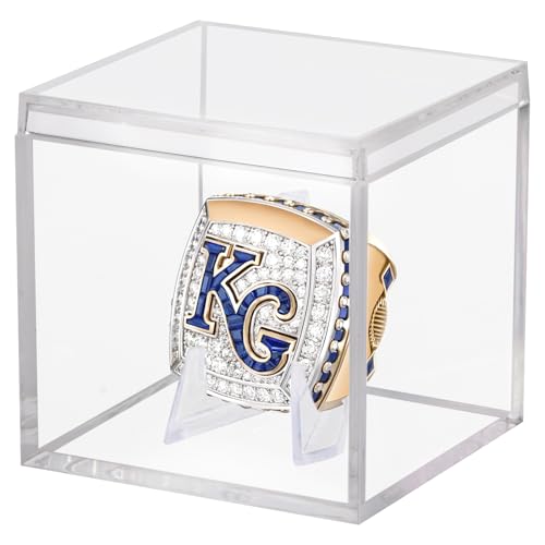 Championship Ring Display Case Clear Acrylic Ring Case Display Box for Sports Baseball Basketball Softball Football Single Ring Holder Coin Stand, 2.16 Inch - size: 1 Pack