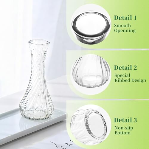 Hewory Glass Bud Vase Set of 12 Small Vases for Flowers, Clear Bud Vases in Bulk, Cute Glass Vases for Centerpieces, Mini Floral Vase for Wedding, Events, Home Decor, Table Centerpiece