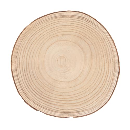 Creative Co-Op Large Paulownia Wood Pedestal with Metal Legs - color: Raw Finish, size: 11"