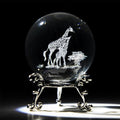 3D Laser Engraved Mom and Baby Giraffes Crystal Ball Paperweight Art Glass Animals Figurine Collectibles Glass Decorative Full Sphere with Stand Giraffe Gifts - color: Giraffe