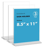 newnewshow 8.5x11 Acrylic Sign Holder 3 Pack Vertical Double-Sided Display (Optional 8.5x11 8.5x5.5 5x7 Horizontal and Vertical) - size: 3 Pack 8.5*11