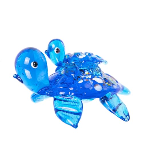 HDCRYSTALGIFTS 2.5'' Blown Glass Sea Turtle Figurines Gift for Women, Handmade Glass Sea Animals Collection, Dollhouse Miniatures - color: Sea Turtle