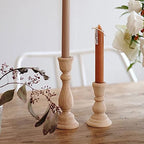 Wooden Candle Holder Set of 2,Rustic Farmhouse Candle Holder,Handmade Candle Holder,Wooden Accordion Candle Holders,Console Table Decoration Pieces,Luxury Fireplace Candle Holder