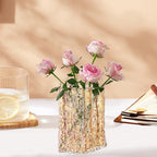 Aoderun Glass Vase Crystal Vase Heavy Duty Large Flower Vase for Dining Table Kitchen Office Home Shelf Wedding Living Room Centerpieces(Amber) - color: Amber