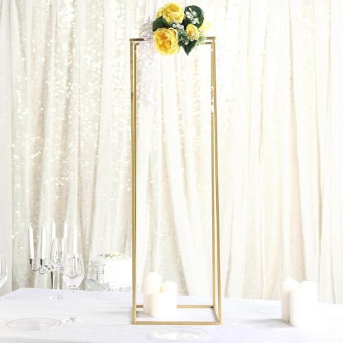 Efavormart 2 Pack 40" Matte Gold Wedding Flower Stand Metal Vase Column Stand Geometric Centerpiece Vase - color: Gold, size: 2 Pack 40''