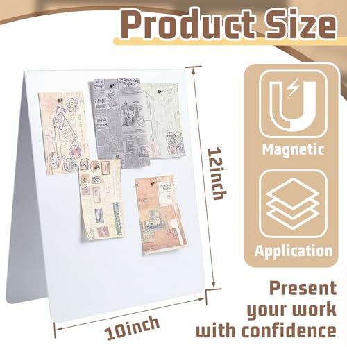 Leinuosen 1 Pcs 12 x 10 Inch Magnetic Bulletin Board Metal Magnet Board Magnet Display Stand for Tabletop Desktop Home Kitchen Office Decor (White) - color: White, size: 12 x 10 Inch