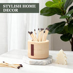 Travertine Match Holder Set of 2 - 2.6x2 Inch Handmade Decorative Matchstick Box with Striker for Fireplace, Candle, Home Decor - Matches Not Included