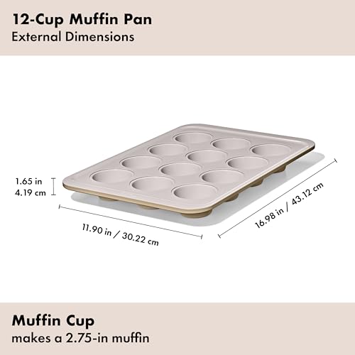OXO Good Grips Non-Stick Pro Ceramic Coated Metal Bakeware 12 Cup Muffin Pan – Biscuit - color: Biscuit, size: Muffin Pan