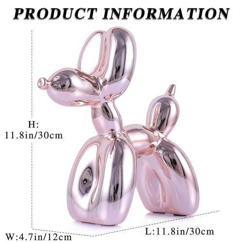 balloon dog sculpture modern home decor Collectible Figurines funky statues for bedroom trendy Animal living room decor Art resin decoration office standing deskdecor (11.8*11.8*4.7inch, pink) - color: Pink, size: 11.8*11.8*4.7inch