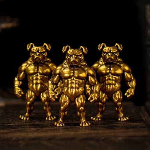 CHOVY 100% Solid Brass Retro Standing Bulldog Figurine - Muscular Bodybuilder Physique Collectible Figurines for Desk Decor Oddities and Curiosities Home Decor - color: Muscle Bulldog