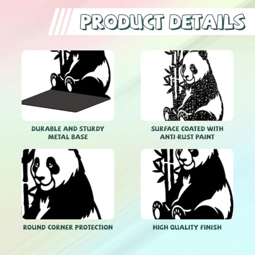Peacoblue Metal Bookends for Shelves, Modern Decorative Heavy Duty Study Book Support Stoppers for Office, Desk, Shelf, Room 5.3"x4.3"x7.5" Cast Iron Simple Tall Bookends, 1 Pair (Panda and Bamboo) - style: Panda and Bamboo