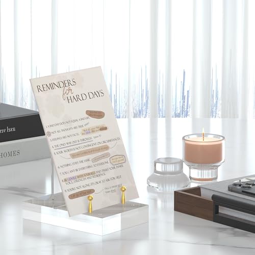 Acrylic Easel Display Stand with Adjustable Gold-Toned Hardware for Pictures, Crystal Clear Acrylic Stand with Floating Appearance for Cookbook, Invitation and Plates