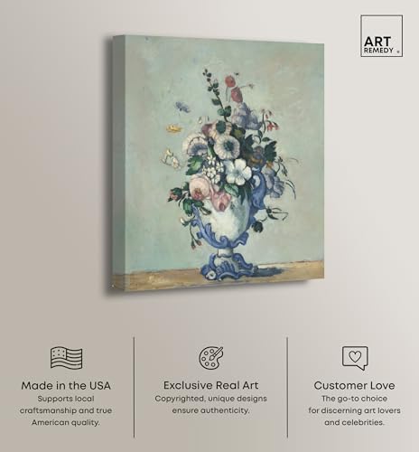 Art Remedy Paul Cezanne-Flowers In A Rococo Vase Vintage Classic Canvas Wall Art, Gallery Wrapped, 24"x30" - color: Gallery Wrapped, size: 30"L x 24"W