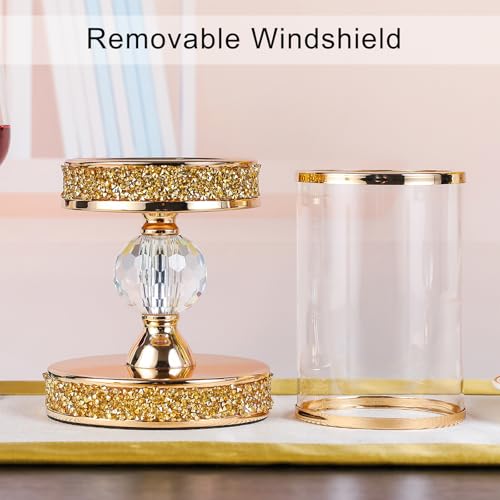Hurricane Candle Holders for Pillar Candle, Pillar Candle Holder, Crystal Candlesticks Holder for Dining Coffee Table, Wedding,Events,Parties, Home Decor YL031SD - size: 1 crystal ball