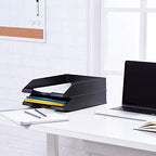 Amazon Basics Rectangular Stackable Office Letter Tray, Desk Organizer for Paper and Document Storage, Black, 12-Pack - style: letter tray (Pack of 12)
