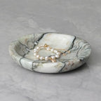 ZSHAWN Natural Cold Emerald Marble Ring Dish Jewelry Tray – 5.5" Trinket Dish for Rings Earrings Necklace, Scratch-Resistant Vanity Organizer, Elegant Gift for Women - color: Cold Emerald