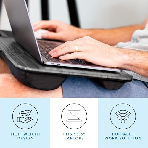 LAPGEAR Home Office Lap Desk with Device Ledge, Mouse Pad, and Phone Holder - Gray Woodgrain - Fits up to 15.6 Inch Laptops - Style No. 91545 - color: Gray Woodgrain, size: Home Office
