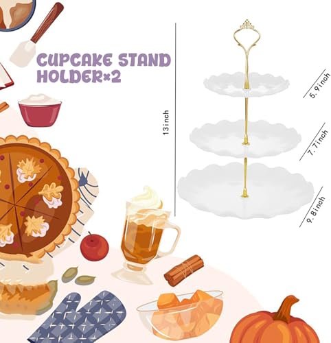 5 Pieces Cupcake Stand Set, 2 PCS 3 Tier Cupcake Stands with 3 Pieces Appetizer Trays Dessert Table Display Set for Tea Party Serving Platter and Wedding