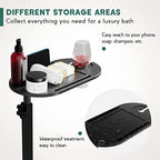 Yumkfoi Bamboo Bathtub Tray Table with Adjustable Height, Freestanding Bathtub Caddy for Tub Against Wall, Tub Organizer Suitable for Luxury Spa and House Warming - Patent Protected (Black) - color: Black