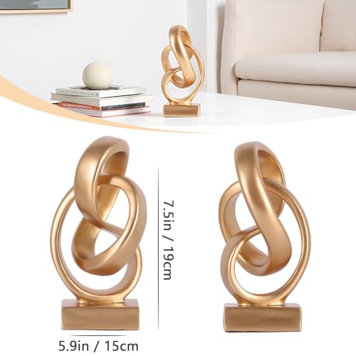 Gold Knot Decor for Coffee Table Book,Abstract Art Mid Century Modern Decor for Bookshelf Entryway TV Stand,Minimalist Knot Sculpture for Home Living Room,Centerpiece Table Decorations (Gold) - color: Gold
