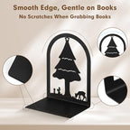 Aertiavty 2 Pcs Bookends for Shelves, Heavy-Duty Morden Tree Book Ends, Non-Skid Metal Bookends, 1 Pair Large Decorative Book Holder for Home and Office, Black Book Stopper, Forest - style: Tree