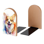 Dog Open Mouth Corgi Book Ends Decorative Wood Bookends for Shelves Kids Room Desk Home Office Book Stoppers for Magazines,Books, DVDs, 1 Pair/2 Pieces(5x3.1 in)