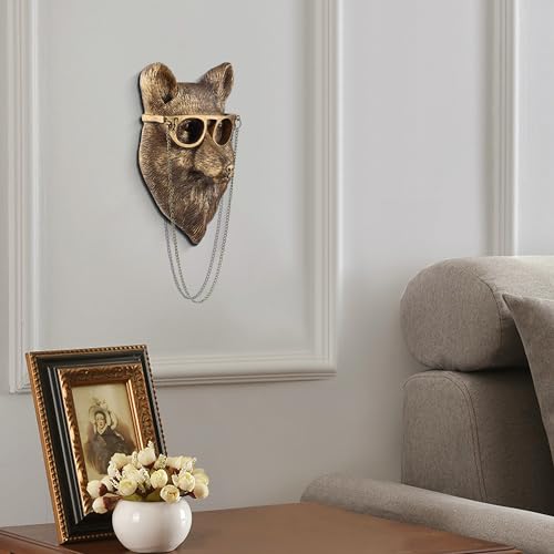 UITWMKTG Gold Animal Head Wall Decor Wall Sculpture Home Decor Statue for Living Room Office Bedroom Modern Decor for Men Women Fox - color: Fox