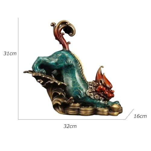 Fengshui Statue Vintage Luxury Copper Pixiu Fortune Ornament Chinese Living Room Entryway Office Desktop Decorations Feng Shui Accessories Home Desktop Decor (Color : Left, Size : L) - color: Left, size: Large