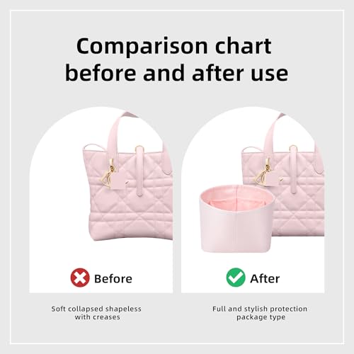 DGAZ Silk Purse Organizer Insert Fits Dior Toujours Vertical Tote Bags，Silky Smooth Bag Organizer，Luxury Handbag & Tote Shaper(Pink,Medium) - color: Pink, size: Medium