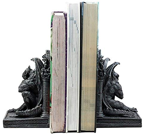 Ebros Gothic Sculptural The Thinker Gargoyle Bookends Figurine Set 6.25" H Medieval Le Penseur Resin Sculpture Gargoyles Statue Pair
