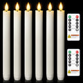 Homemory 6 Pcs Wax Flameless Taper Candles with Remote Timer and Dimmer, White Candle Sticks Battery Operated, LED Window Candles with Flickering Light, 9.6 Inches for Wedding Home Indoor Decoration - style: Modern - White 9.6"
