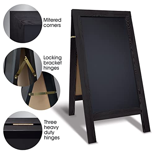 Better Office Products Magnetic A-Frame Chalkboard Sign, Extra Large 20" x 40", Standing Chalkboard Easel, Deluxe Set with Multiple Accessories, Outdoor Sidewalk Sandwich Board Sign,(Black) - style: Black