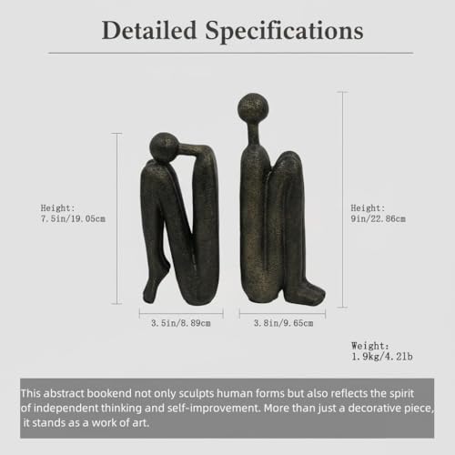 Thinker Decorative Bookends for Shelves, 1 Pair Heavy-Duty Book Ends Holder, Resin Book Stopper for Office Home Living Room Decor - color: Thinker-a