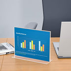 NIUBEE Acrylic Sign Holder 8.5x11 Inches 3 Pack Horizontal, T Shape Double Sided Clear Frames, Plastic Paper Flyer Display Holder, Document Menu Table Stand for Office, Store -Landscape - size: 8.5 x 11 Inches Horizontal