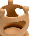 Creative Co-Op Handmade Terracotta Candle Holder with Circle of Figures