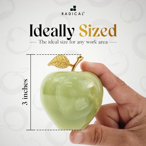 Radicaln Marble Decoration Piece Green Onyx 3" Inch Handmade Apple Paperweight Home Decor – Best for Office Table Decoration & Study Room Decor Paperweight - color: Green