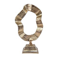 Modern Abstract Gold Sculpture 14-Inch Aluminum Art Statue, Contemporary Home Decor Accent for Living Room, Office, or Shelf Display - 8" x 3.5" x 14"