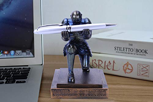 Resin Soldier Executive Pen Holder Desk Organizer Cool Pen Stand Home Decor Resin Pencil Holder with a Pen for Men as Gift (Blue) - color: Blue