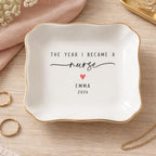 LullabyMall Luxury Custom Nurse Ring Dish, Personalized New Nurse Gift for Women, Nursing Medical School Graduation Gift, RN Gifts, Nurse Appreciation Gift 2 - color: Scalloped