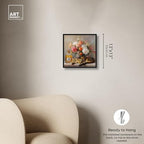 Art Remedy Cat Floral Vase Perfume Canvas Fashion Pet Art, Black Frame, 12" x 12" - color: Black Frame, size: 13"L x 13"W
