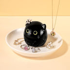 PUDDING CABIN Cat Lover Gifts for Women, Black Cat Ring Holder Dish for Jewelry Rings Earrings Necklace Watch Keys, Birthday Christmas Engagement Wedding Gifts - style: Black Kitty