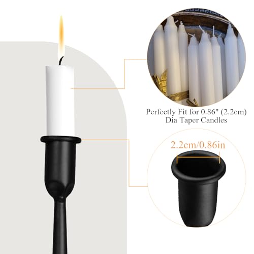 Set of 3 Taper Candle Holders, Cast Iron Candlestick Holders Tall for Wedding, Dining Table, Halloween & Fall Decor, Home Decoration (Black, 12" 14" 15.5") - color: Black