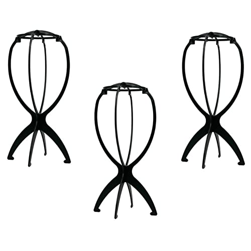 Mydio 3-Piece Plastic Hat Stand - Durable, Stable Cap Rack & Wig Holder (Black) - color: Plstic Black