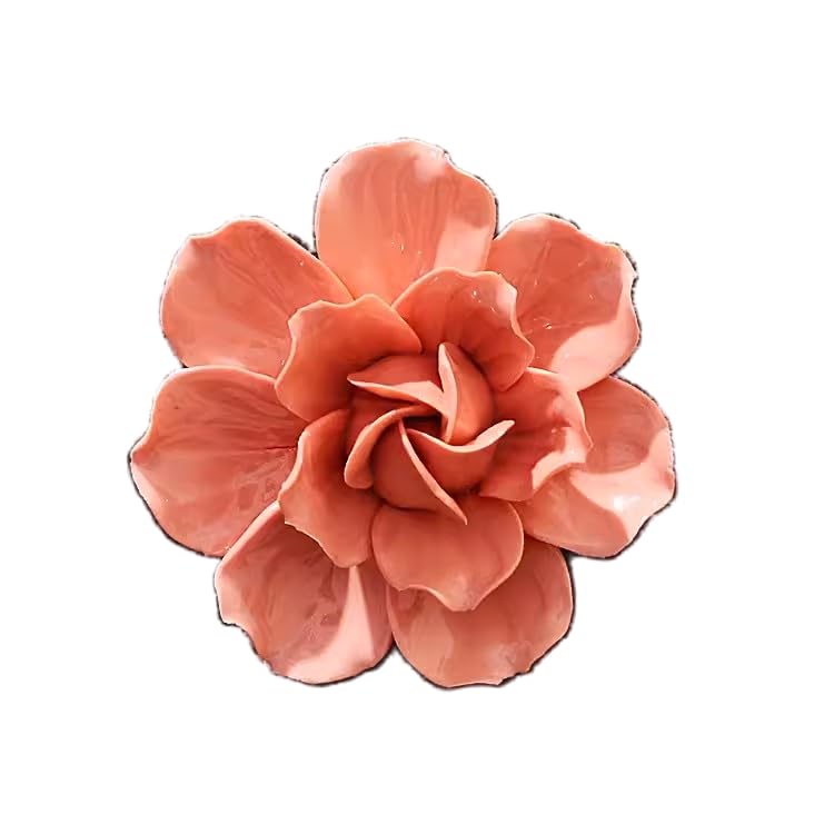 Ceramic Flower Wall Art, Artificial 3D Flower Wall Art, Handmade 3D Wall Art Hanging Sculpture, Porcelain Flower Wall Decoration for Home Office Decor (Orange,Camellia,2.76") - color: Orange,Camellia,2.76"