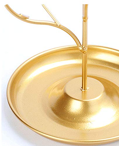 ChezMax Jewelry Display Necklace Earring Organizer Holder Metal Birds Tree Stand with Tray Antique Bracelet Rings Rack Tower Decoration for Women Girl Gold 9.4 Inch - color: C-gold