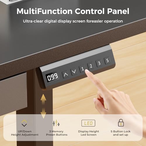 GTPLAYER Electric Standing Desk with Drawers, 48 x 24 Inch Height Adjustable Gaming Desk with Monitor Stand, Power Outlets & LED Lights, Home Office Sit Stand Up Desk with Memory Preset (Black) - color: Black, size: 48*24"