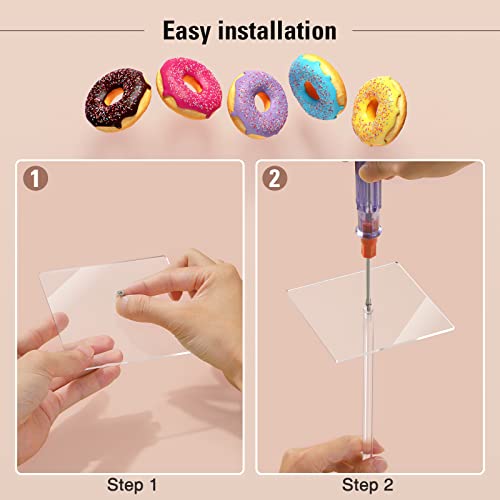 Suneerplay Donut Stand Acrylic 4 Pack, Clear Bagel Holder Stand, Donut Tower Stand, Donut Display Stand for Dessert Table, Doughnut Holder for Birthday, Wedding, Baby Shower, Christmas, Party