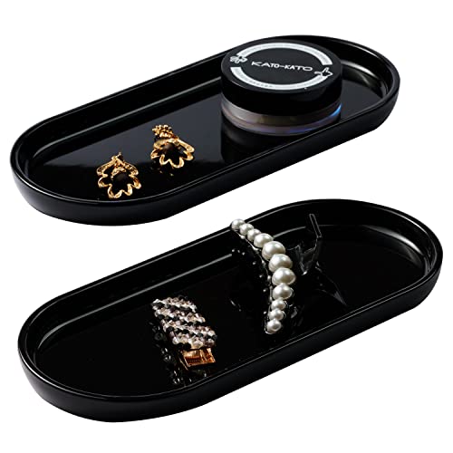 SheeChung Acrylic Vanity Tray Bathroom Storage Tray, 9.65 in x 4.5 in Catchall Holder, Countertop Sink Dispenser Organizer for Cabinet, Vanity, Shelf, Cupboard, or Closet Organization (2 Pack, Black) - color: Black Acrylic, size: 2 Pack (9.65" x 4.5" x 0.