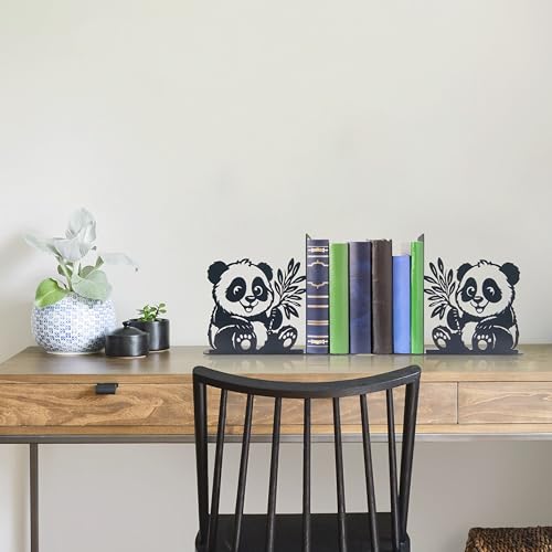 Cute Panda Decorative Bookends - Good Panda Gifts for Girls and Boys Book Ends with - Durable Design, Compact Home Décor Accents