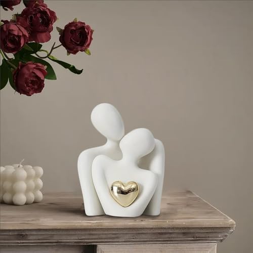 Home Decor for Couples, Mini Couple Ceramic Statue Tv Stand Decor, Bedroom Decor Love Statue Couple Knick Knacks Unique Decoration- Gifts for Her Romantic Gifts(White, 4.72in) - color: White, size: 4.72in